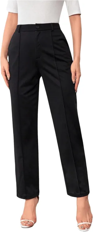 SweatyRocks Women's Vintage Plaid Casual Pocket Pants with Drawstring Elastic Waist