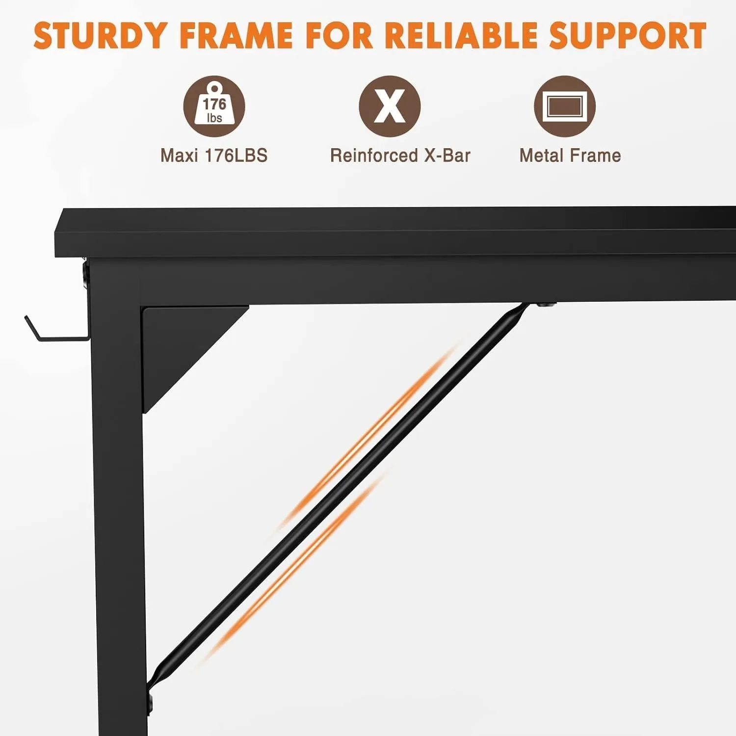 Sweetcrispy Computer Small Office Desk 32 Inch Kids Student Study Writing Work with Storage Bag & Headphone Hooks Modern Simple Home Bedroom Table - Basic Black