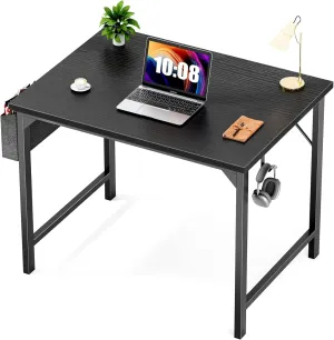Sweetcrispy Computer Small Office Desk 32 Inch Kids Student Study Writing Work with Storage Bag & Headphone Hooks Modern Simple Home Bedroom Table - Basic Black