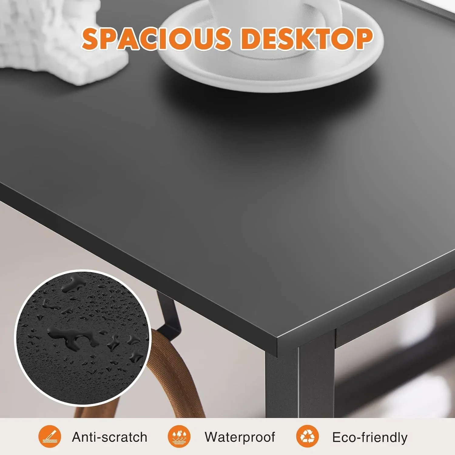 Sweetcrispy Computer Small Office Desk 32 Inch Kids Student Study Writing Work with Storage Bag & Headphone Hooks Modern Simple Home Bedroom Table - Basic Black