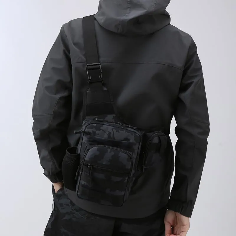 Tactical Backpack Multifunctional Outdoor Large Capacity Sling Shoulder Crossbody Bag for Every Day Carry (Black-1)
