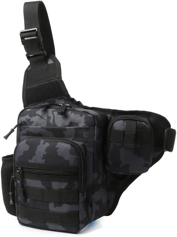 Tactical Backpack Multifunctional Outdoor Large Capacity Sling Shoulder Crossbody Bag for Every Day Carry (Black-1)