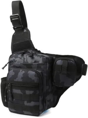 Tactical Backpack Multifunctional Outdoor Large Capacity Sling Shoulder Crossbody Bag for Every Day Carry (Black-1)