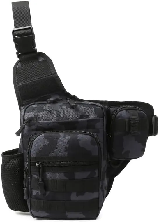 Tactical Backpack Multifunctional Outdoor Large Capacity Sling Shoulder Crossbody Bag for Every Day Carry (Black-1)