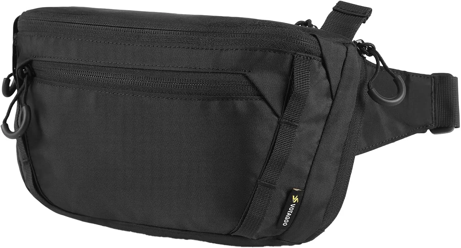 Tactical CCW Fanny Bag, Concealed Carry Fanny Pack w/Adjustable Waist Belt Tactical Waist Bag Handgun Pouch with Universal Pistol Holster, Everyday Hip Pack for Men Travel Outdoor (Black)