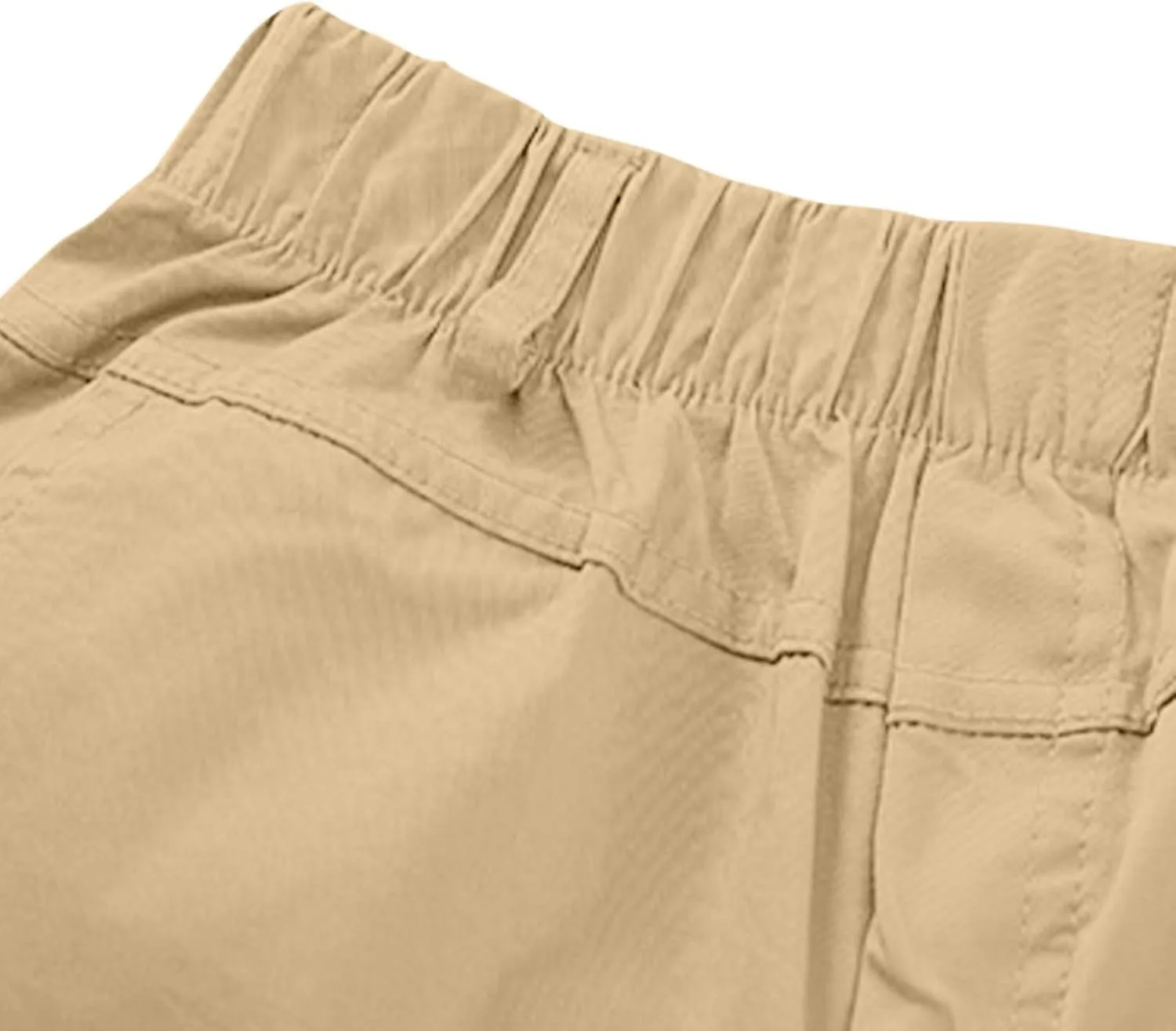 Teen Boys Bermuda Cargo Shorts Knee Length Elastic Waist Summer Casual Fitted Multi-Pockets Twill Half Pants