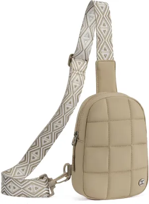 Telena Crossbody Bags for Women Quilted Puffer Cross Body Sling Bag Khaki