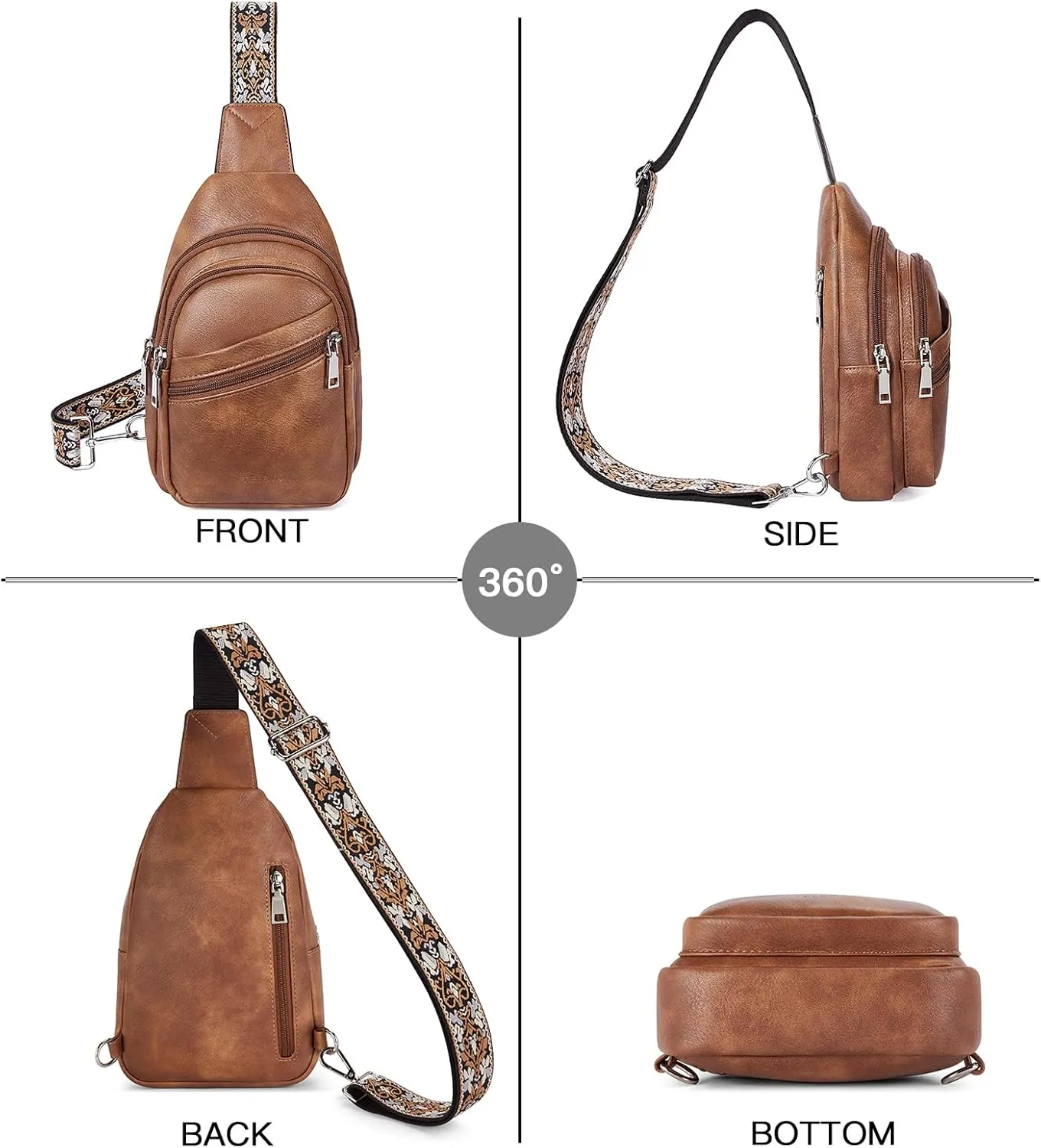 Telena Sling Bag for Women Crossbody Bags Purse for Women Vegan Leather Fanny Pack with Adjustable Strap