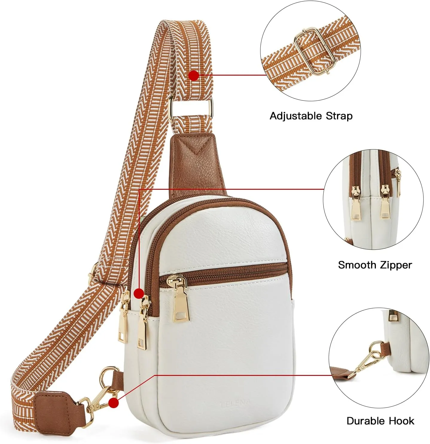 Telena Small Sling Bag for Women Vegan Leather Fashionable Fanny Pack Crossbody Bags for Women for Travel