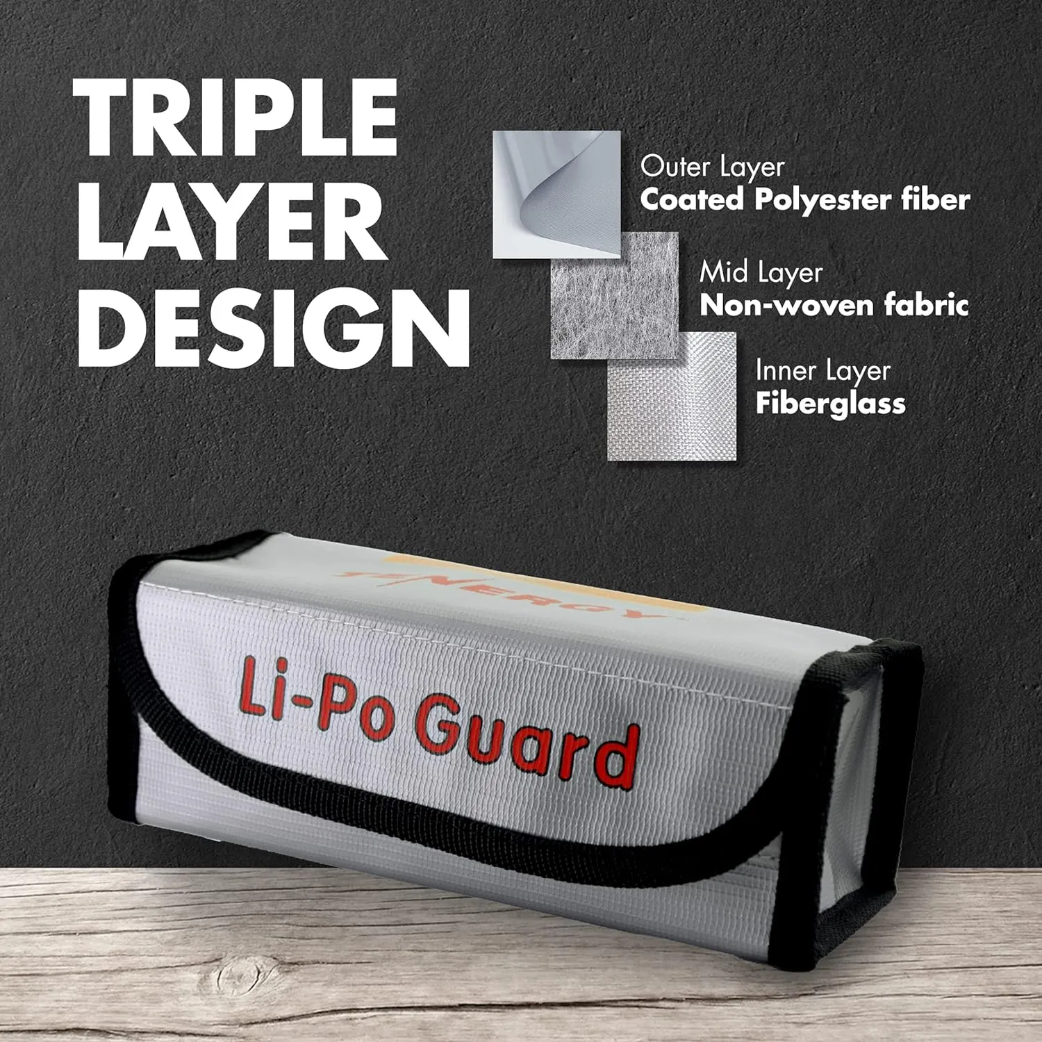 Tenergy 2 Pack, Fire Retardant Lipo Bags, Battery Bags for Charging and Storage, 7.3x3x2.4 inches Each