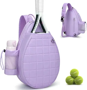 Tennis Bag, Quilted Tennis Backpack Holds 2 Rackets, Waterproof Crossbody Sling Pickleball Bags for Women, Men and Youth