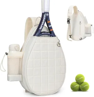 Tennis Bag, Quilted Tennis Backpack Holds 2 Rackets, Waterproof Crossbody Sling Pickleball Bags for Women, Men and Youth