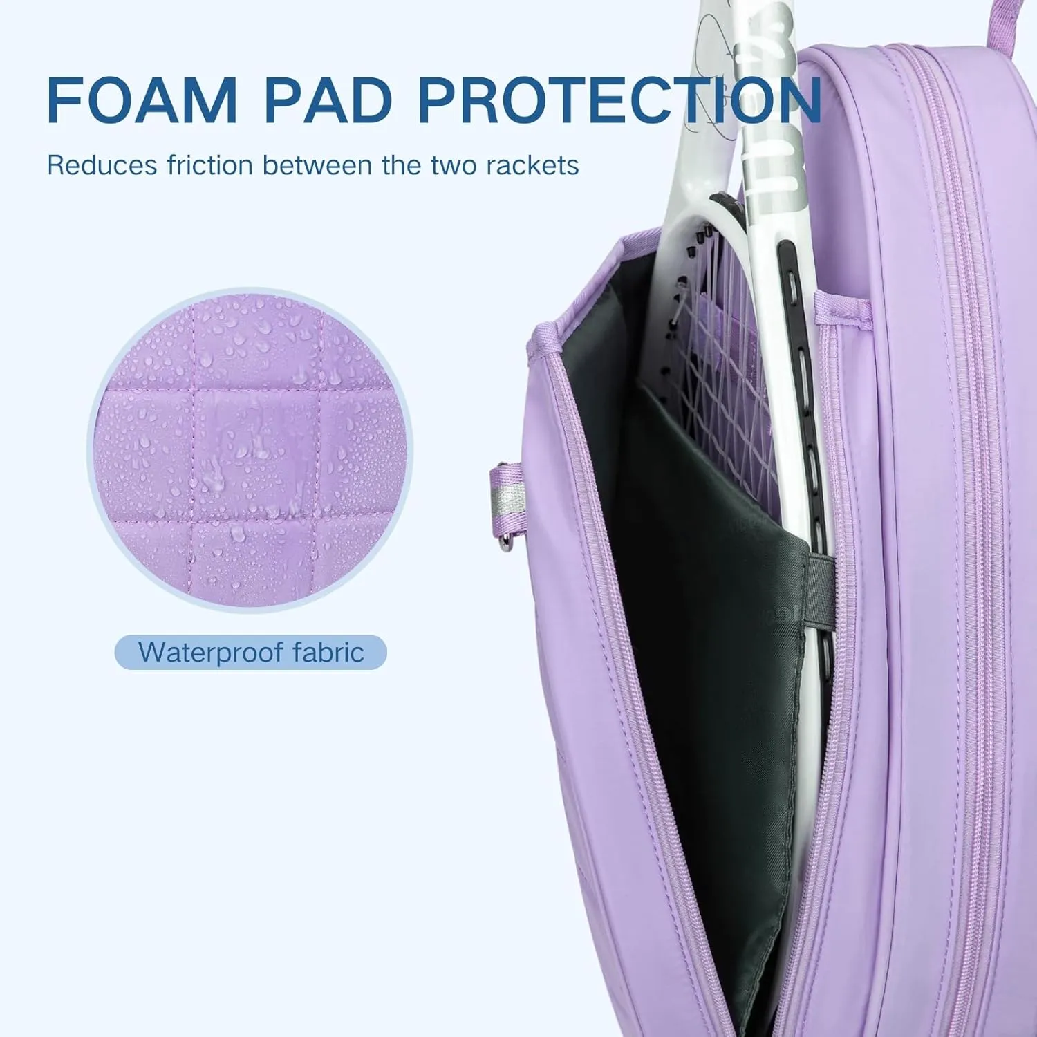 Tennis Bag, Quilted Tennis Backpack Holds 2 Rackets, Waterproof Crossbody Sling Pickleball Bags for Women, Men and Youth
