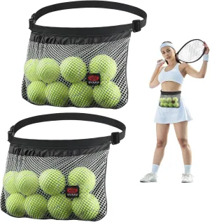 Tennis Ball Band Holder, Pickleball Ball Waist Bag with Adjustable Belt, Tennis Waist Storage Pouch, Mesh Waist Hip Ball Bag Pouch Carrier, Holding 8-10 Balls for Tennis, Pickleball, Golf Accessories