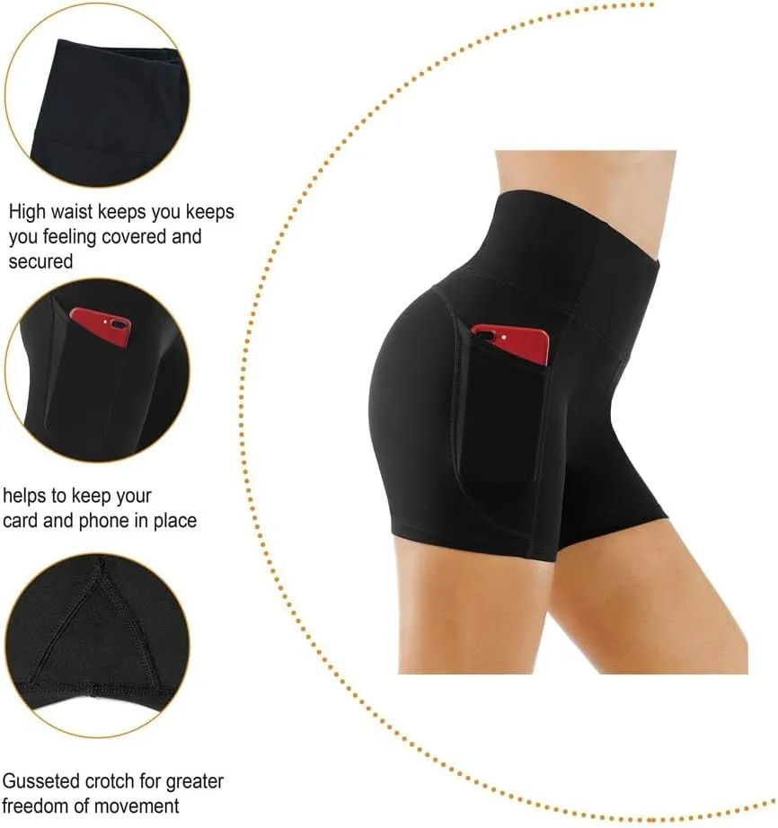 THE GYM PEOPLE Women's High Waist Workout Shorts Breathable Dolphin Split Elastic Lounge Yoga Shorts
