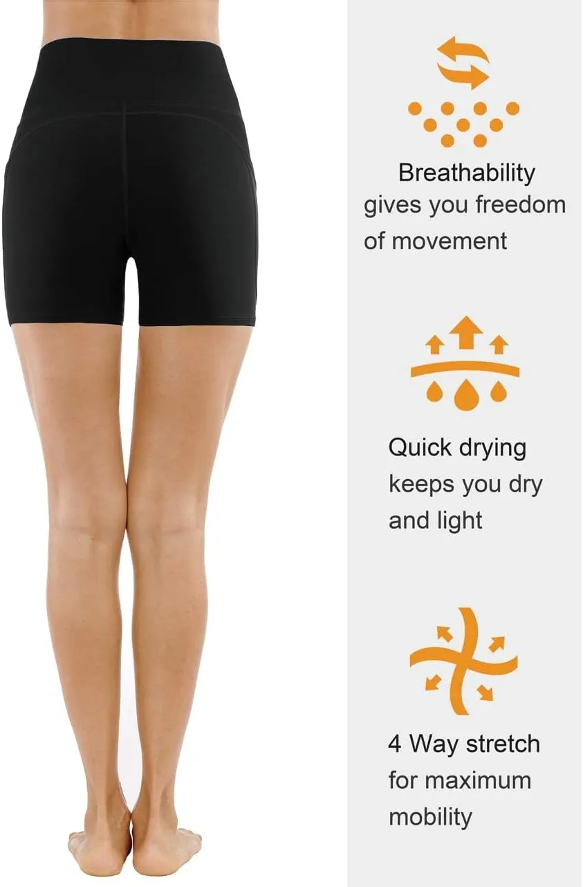 THE GYM PEOPLE Women's High Waist Workout Shorts Breathable Dolphin Split Elastic Lounge Yoga Shorts