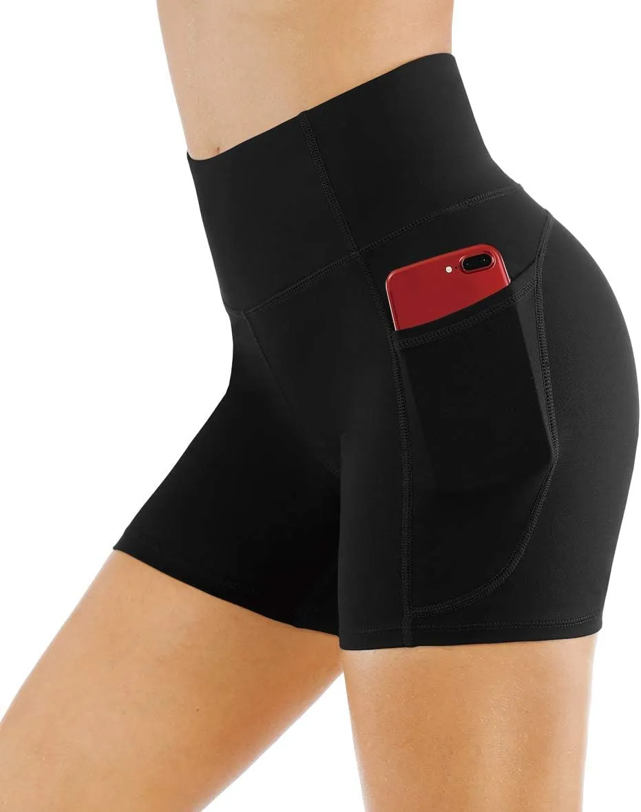 THE GYM PEOPLE Women's High Waist Workout Shorts Breathable Dolphin Split Elastic Lounge Yoga Shorts