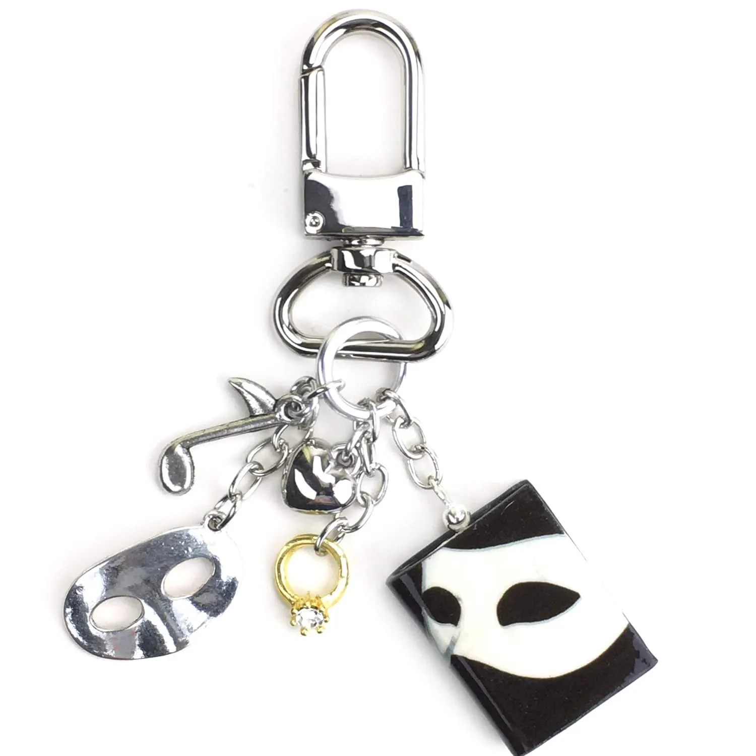 The Phantom of the Opera Gaston Leroux Clay Mini Book Key Chain Ring Bag Purse Backpack Clip Snap
