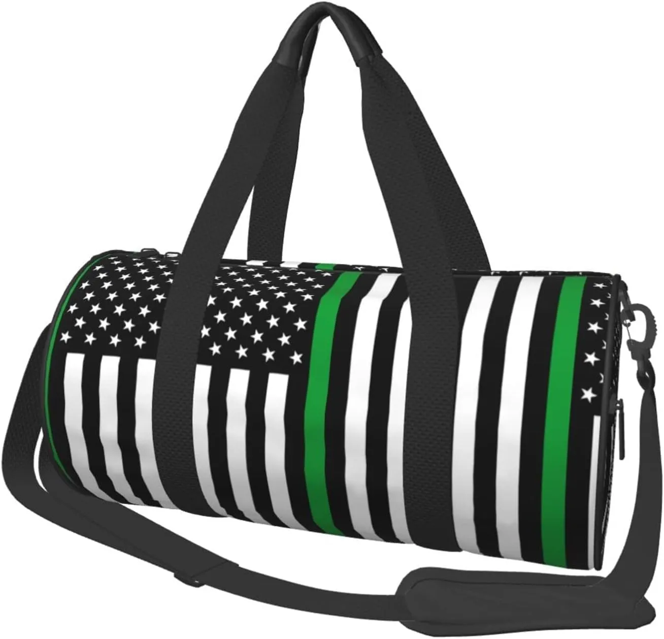 Thin Green Line Flag Duffel Tote for Men and Women Backpacking Travel and Storage Shoulder Bag