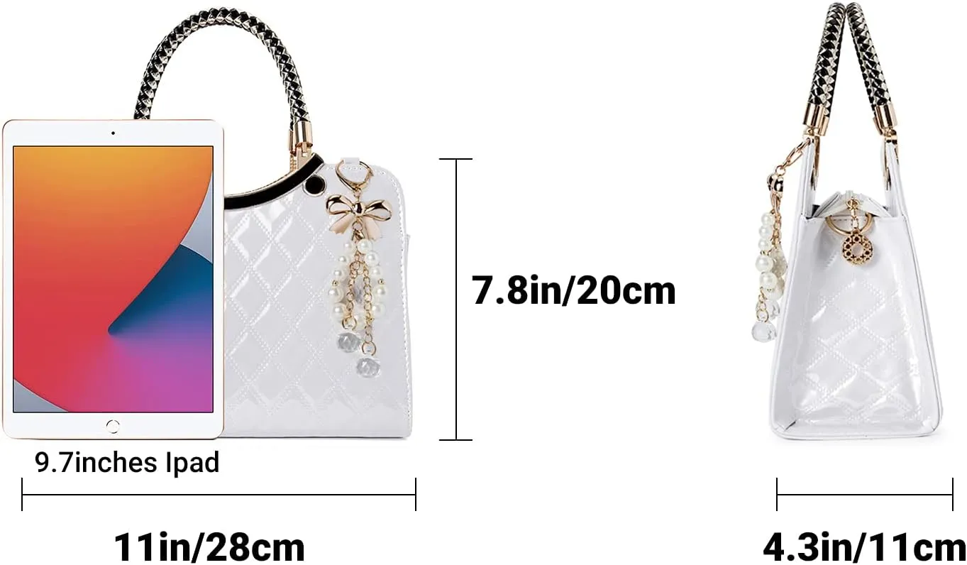 TIBES Shiny Patent Leather Women Purses Satchel Handbags Ladies Fashion Top Handle Handbags Crossbody Shoulder Bags