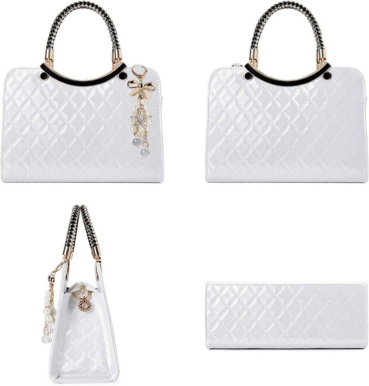 TIBES Shiny Patent Leather Women Purses Satchel Handbags Ladies Fashion Top Handle Handbags Crossbody Shoulder Bags