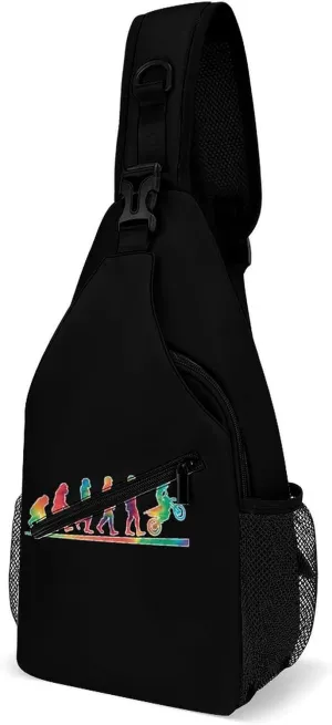 Tie Dye-Motocross Evolution Dirt Bike Crossbody Bag Multipurpose Over Shoulder Sling Backpack Travel Chest Side Pouch Daypack