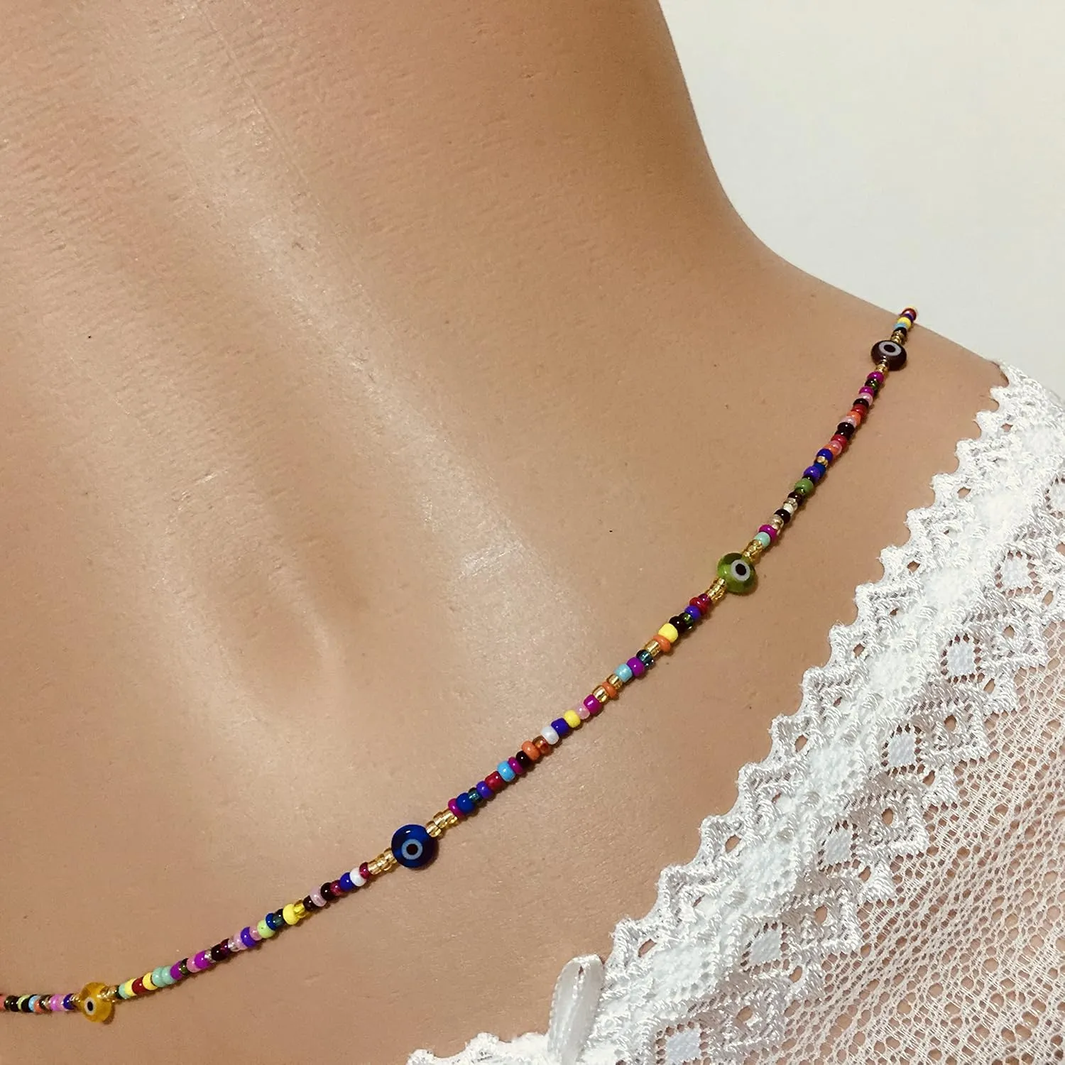 Tie on Waist beads, 43 inches Belly Bead, Evil Eye Belly Chains, Waistbead Choose Color, African Waist Chain, bellybead (Multicolor)