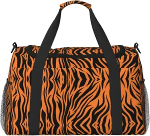 Tiger Stripes Orange Pattern print Personal Item Bag Carry on Bag Underseat Travel Duffel Bags Gym Carry On Sports Bags
