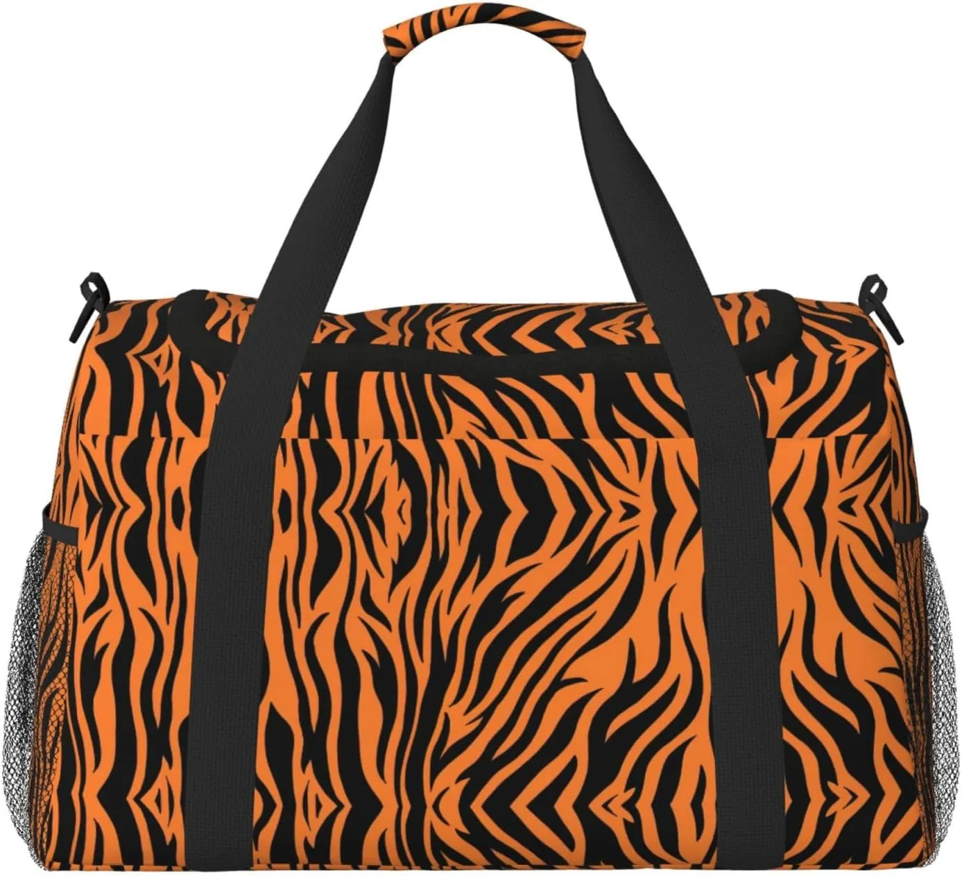 Tiger Stripes Orange Pattern print Personal Item Bag Carry on Bag Underseat Travel Duffel Bags Gym Carry On Sports Bags