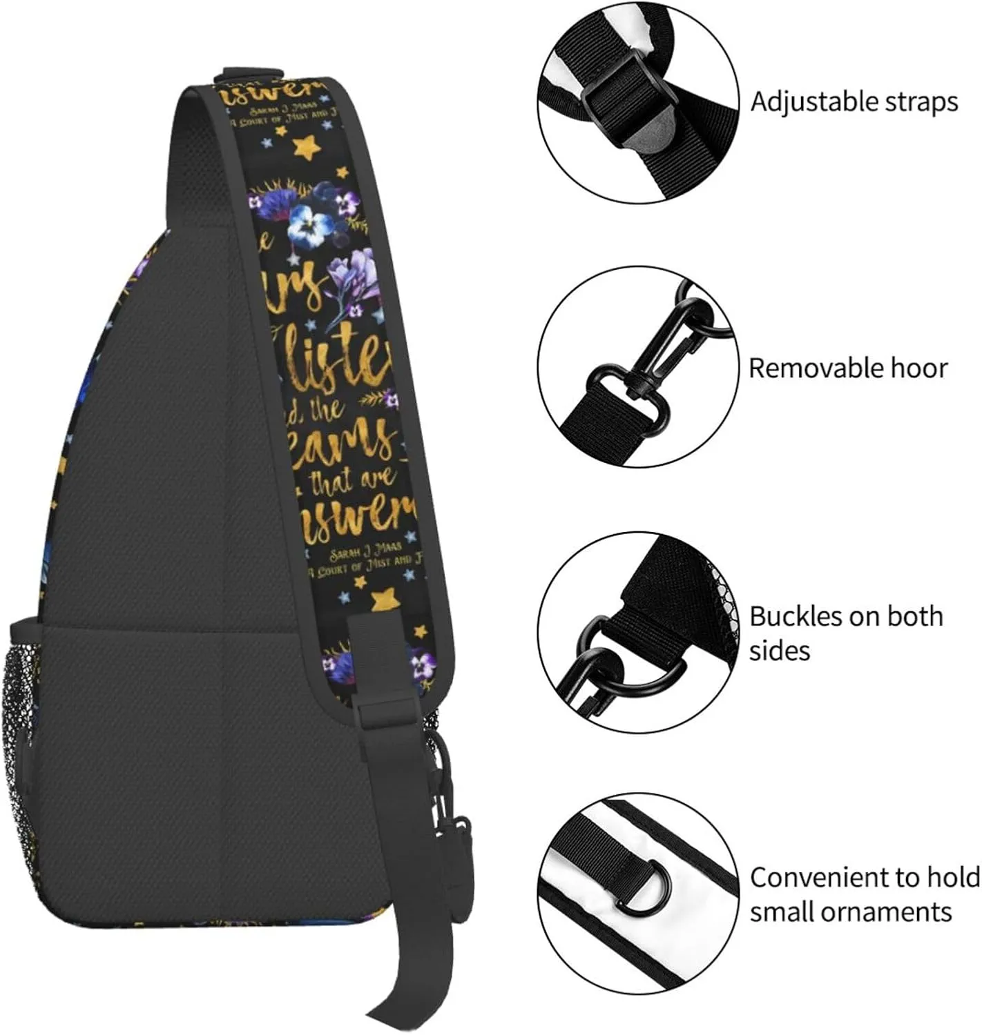 To The Stars Chest Sling Bag Crossbody Shoulder Backpack Bag Gym Cycling Travel Hiking Daypack Cross Bag