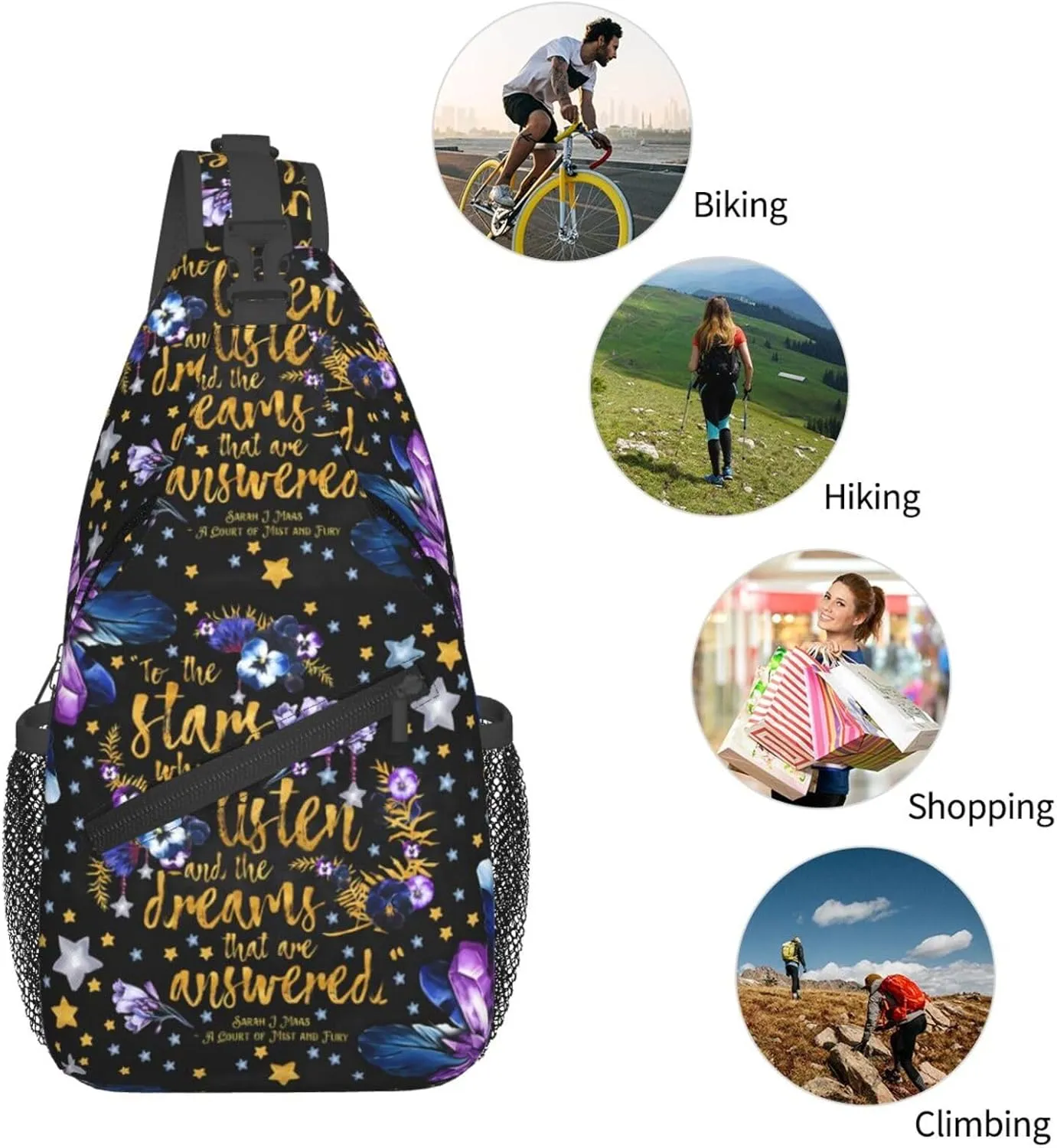 To The Stars Chest Sling Bag Crossbody Shoulder Backpack Bag Gym Cycling Travel Hiking Daypack Cross Bag