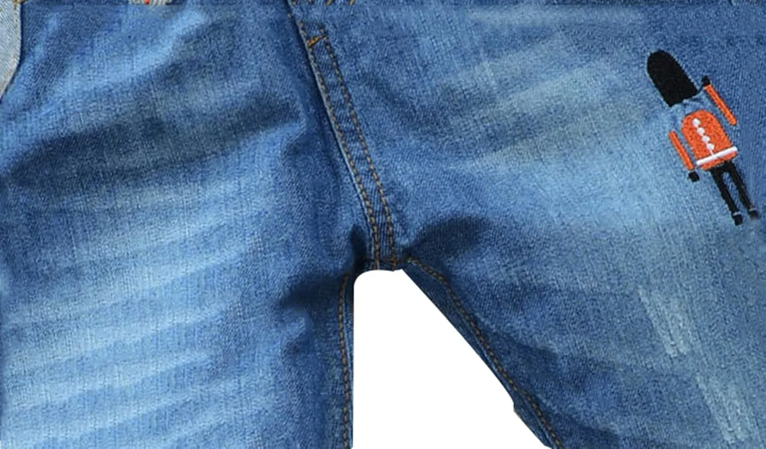 Toddler Kid Boy Elastic Mid Waist Washed Full Length Straight Pants Denim Jeans