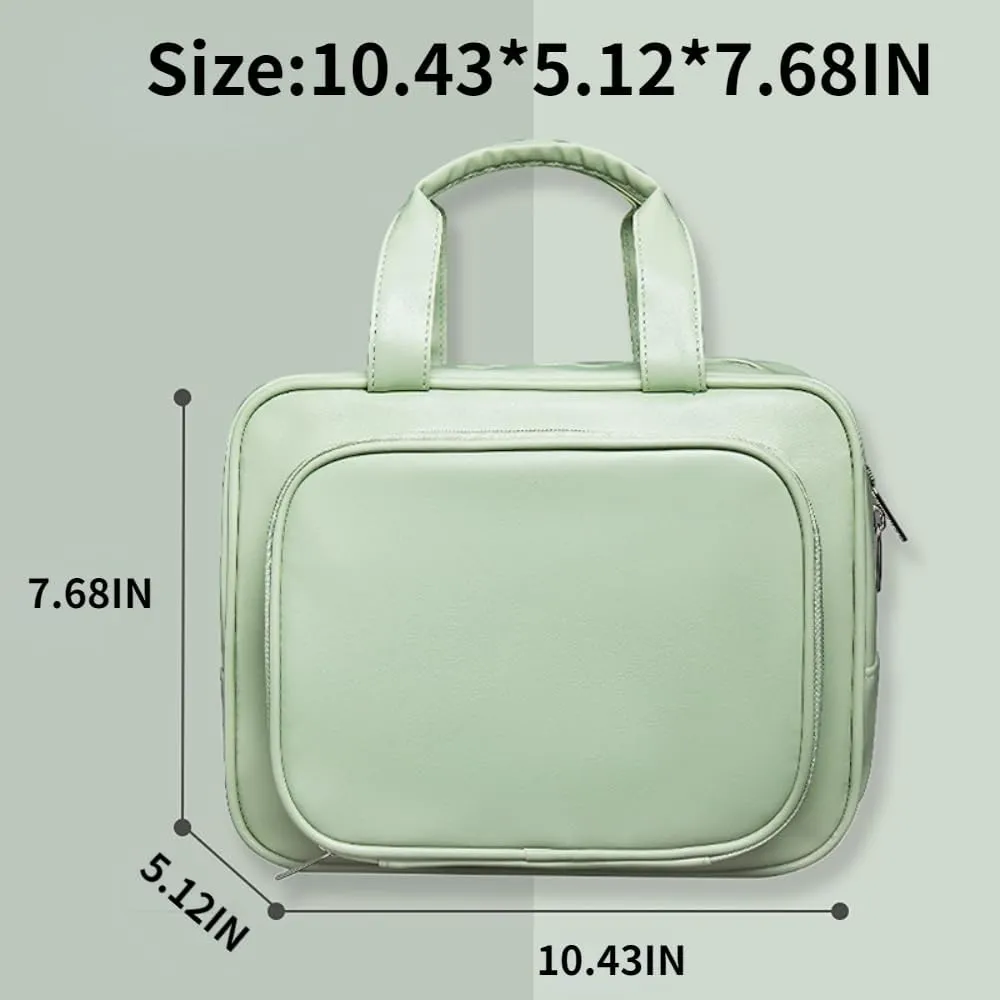 Toiletry Bag for Women Men, Waterproof Makeup Cosmetic Bag Travel Organizer Travel Bag (White with long handle)
