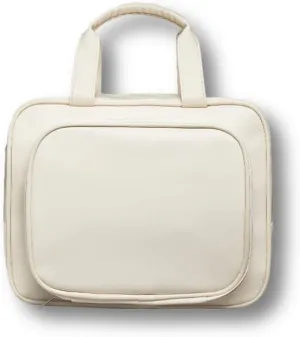 Toiletry Bag for Women Men, Waterproof Makeup Cosmetic Bag Travel Organizer Travel Bag (White with long handle)