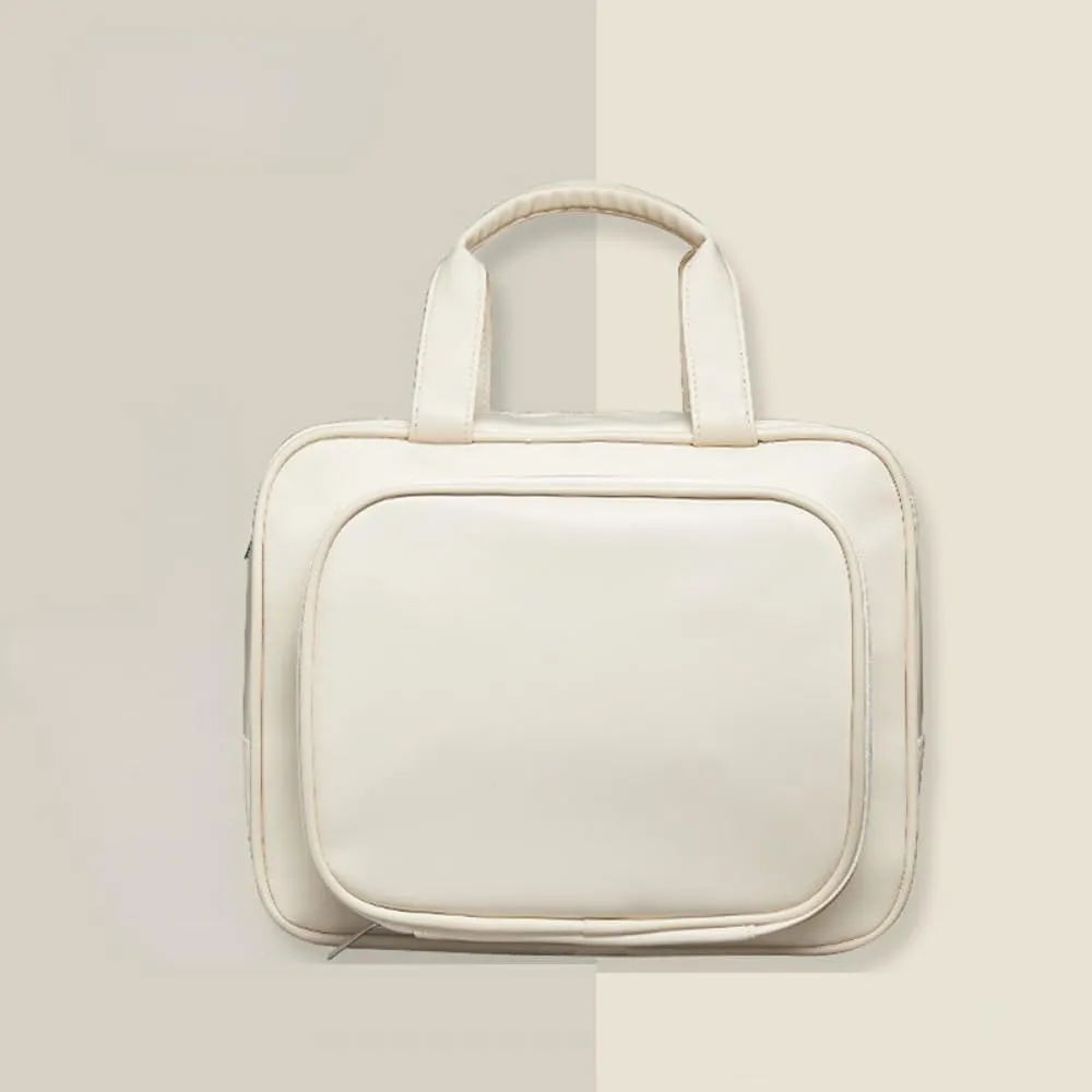 Toiletry Bag for Women Men, Waterproof Makeup Cosmetic Bag Travel Organizer Travel Bag (White with long handle)