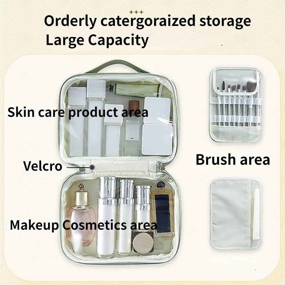 Toiletry Bag for Women Men, Waterproof Makeup Cosmetic Bag Travel Organizer Travel Bag (White with long handle)