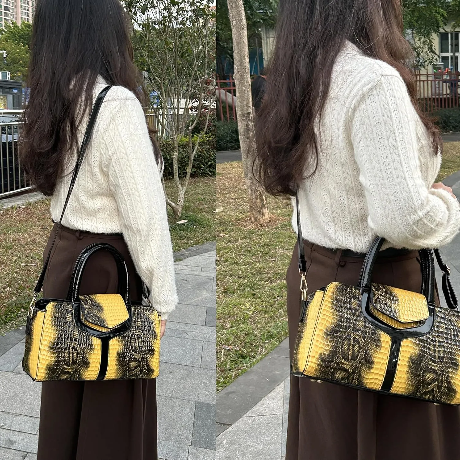 Top handle Satchel bags Shoulder Crossbody Purse Retro Crocodile Hobo Handbag Cluth Purse for Women