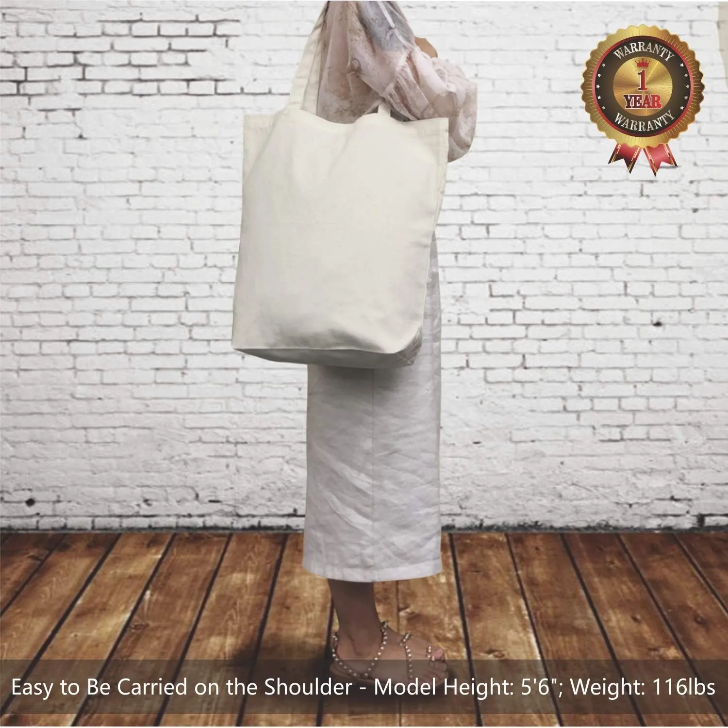 TOPDesign 2 | 6 | 12 Pack Super Strong Large 17.5"x16.5"x5" 10oz Cotton Canvas Tote, Reusable Grocery Shopping Bag, Blank Natural Bags for Crafts, DIY Your Creative Designs (Pack of 2)