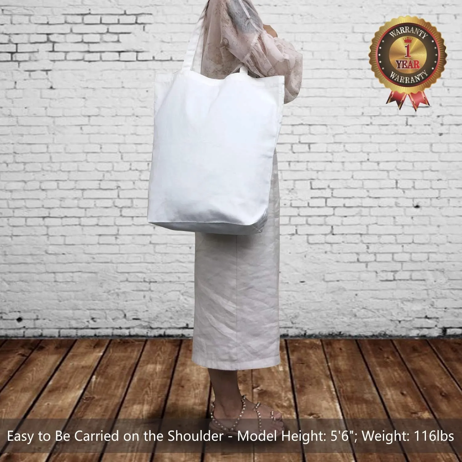 TOPDesign 2 | 6 | 12 Pack Super Strong Large 17.5"x16.5"x5" 10oz Cotton Canvas Tote, Reusable Grocery Shopping Bag, Blank White Bags for Crafts, DIY Your Creative Designs (Pack of 2)
