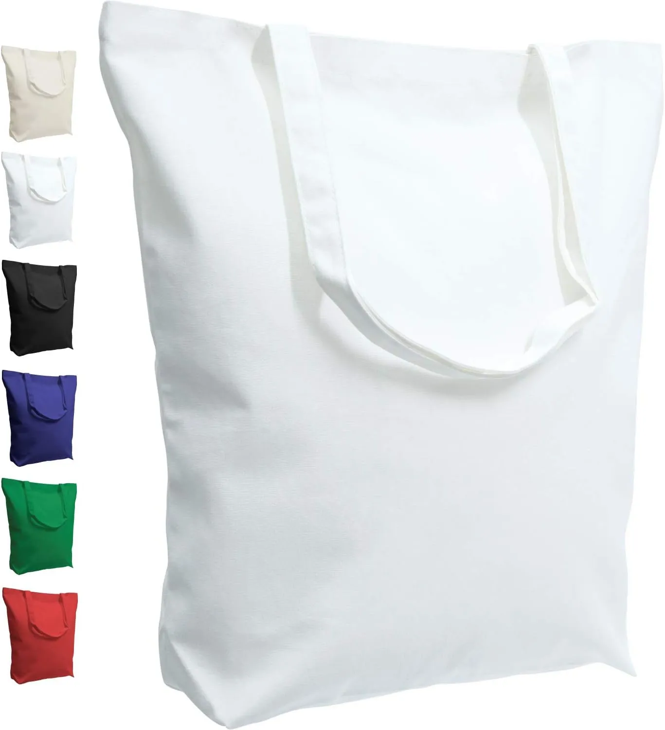 TOPDesign 2 | 6 | 12 Pack Super Strong Large 17.5"x16.5"x5" 10oz Cotton Canvas Tote, Reusable Grocery Shopping Bag, Blank White Bags for Crafts, DIY Your Creative Designs (Pack of 2)