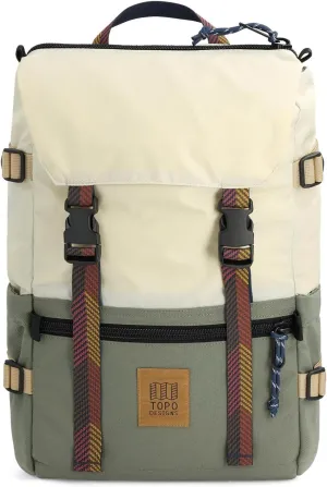 Topo Designs Rover Pack Classic - Daily Daypack for Commutes, Day Trips, Hikes, Iconic Denver Design, Recycled Nylon, (Bone White/Beetle)