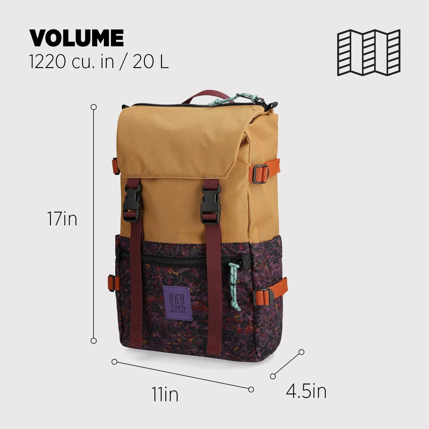 Topo Designs Rover Pack Classic, Khaki/Meteor, One Size