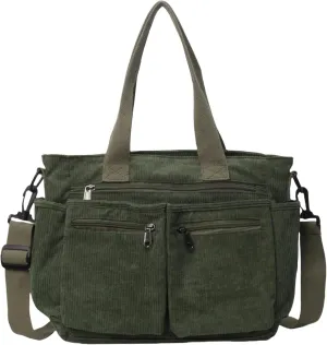 Tote Bag for Women, Corduroy Crossbody Purse, Travel Shoulder Bag, Work Handbag, Everyday Hobo Tote Bag for School