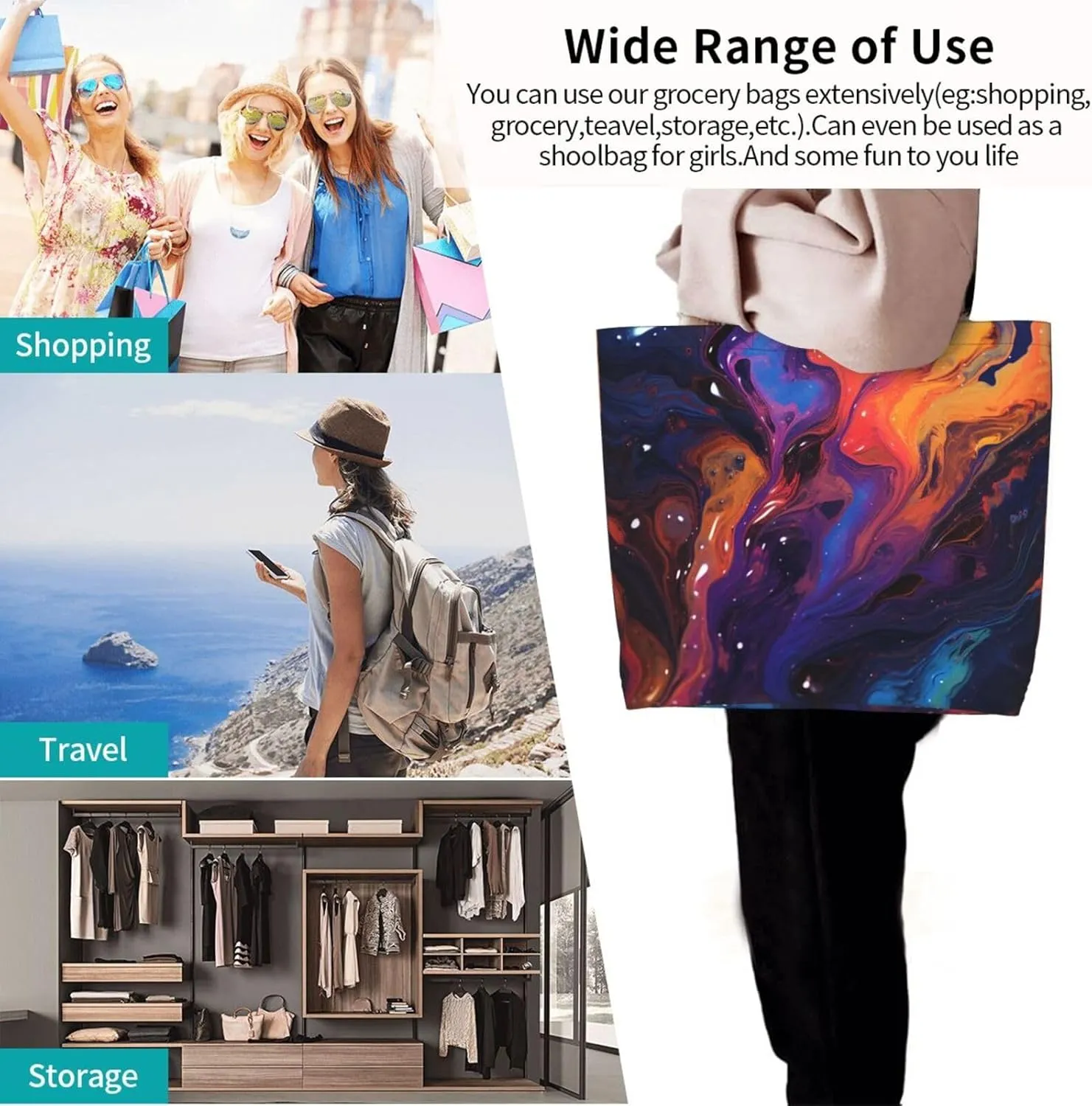 Tote Bag for Women Grocery Bag Reusable Shopping Bag Animal Lion in Suits Handbag Foldable Shoulder Bag