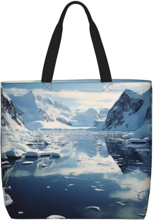 Tote Bag for Women Grocery Bag Reusable Shopping Bag Antarctic Peninsula Handbag Foldable Shoulder Bag