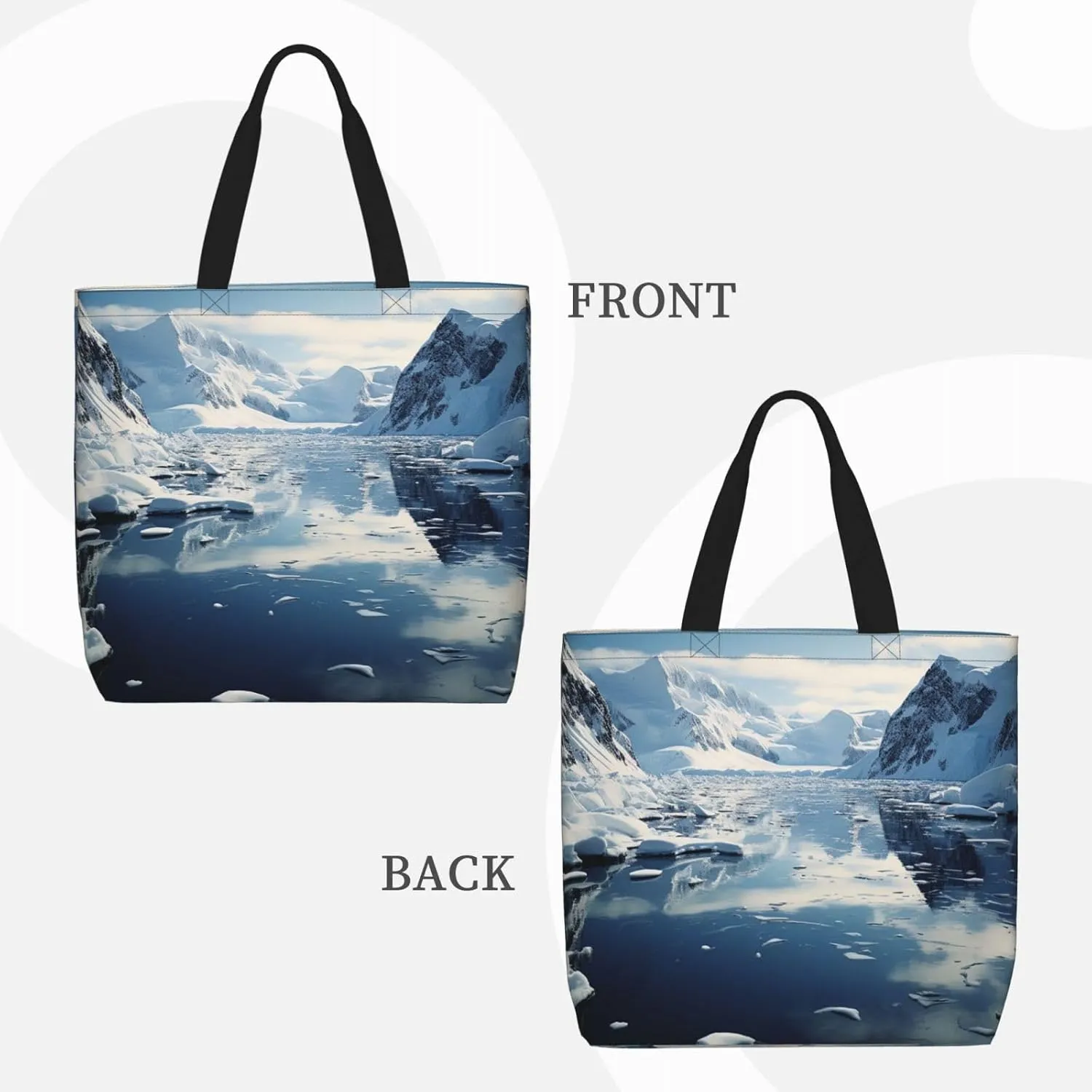 Tote Bag for Women Grocery Bag Reusable Shopping Bag Antarctic Peninsula Handbag Foldable Shoulder Bag