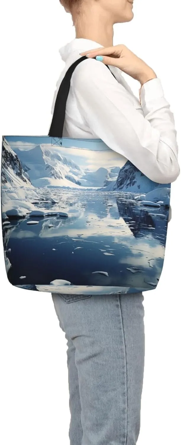 Tote Bag for Women Grocery Bag Reusable Shopping Bag Antarctic Peninsula Handbag Foldable Shoulder Bag