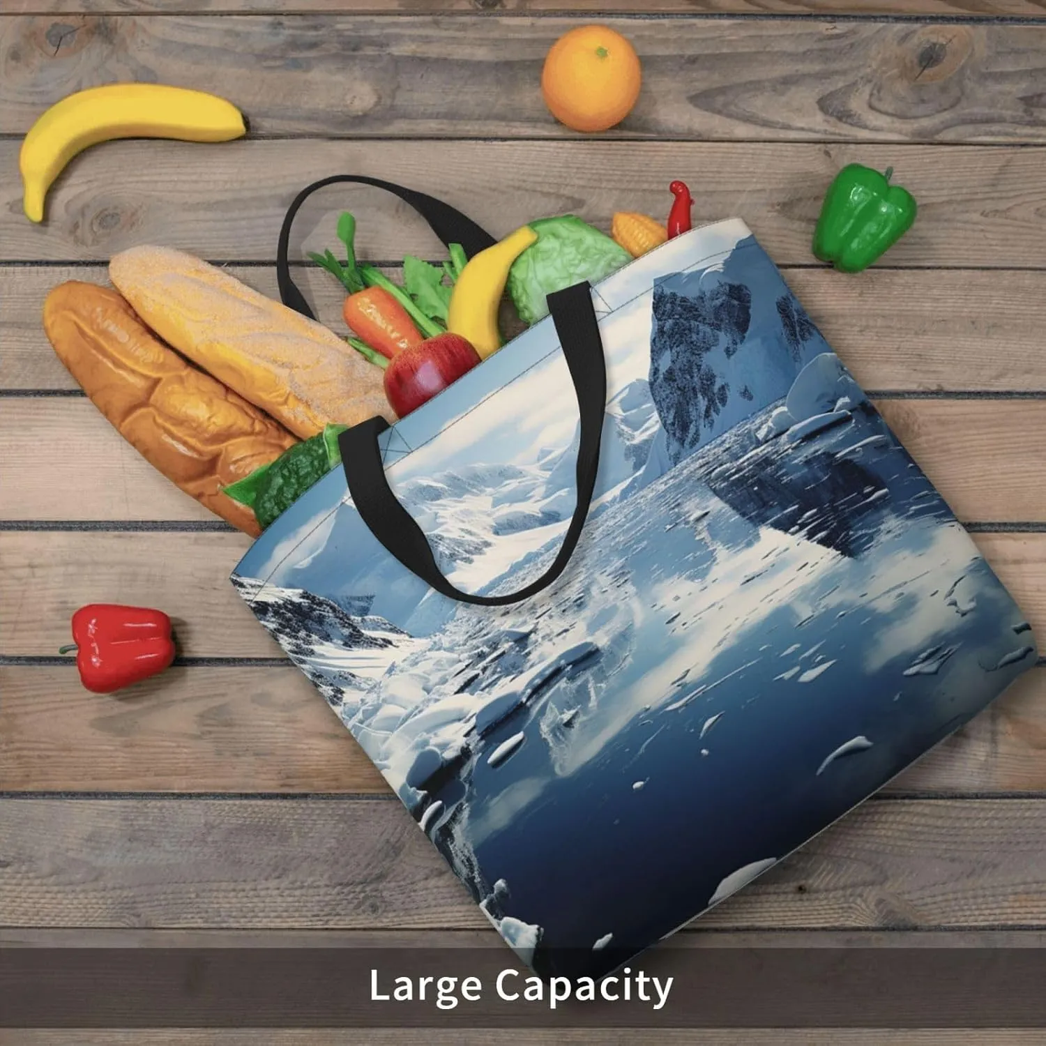 Tote Bag for Women Grocery Bag Reusable Shopping Bag Antarctic Peninsula Handbag Foldable Shoulder Bag