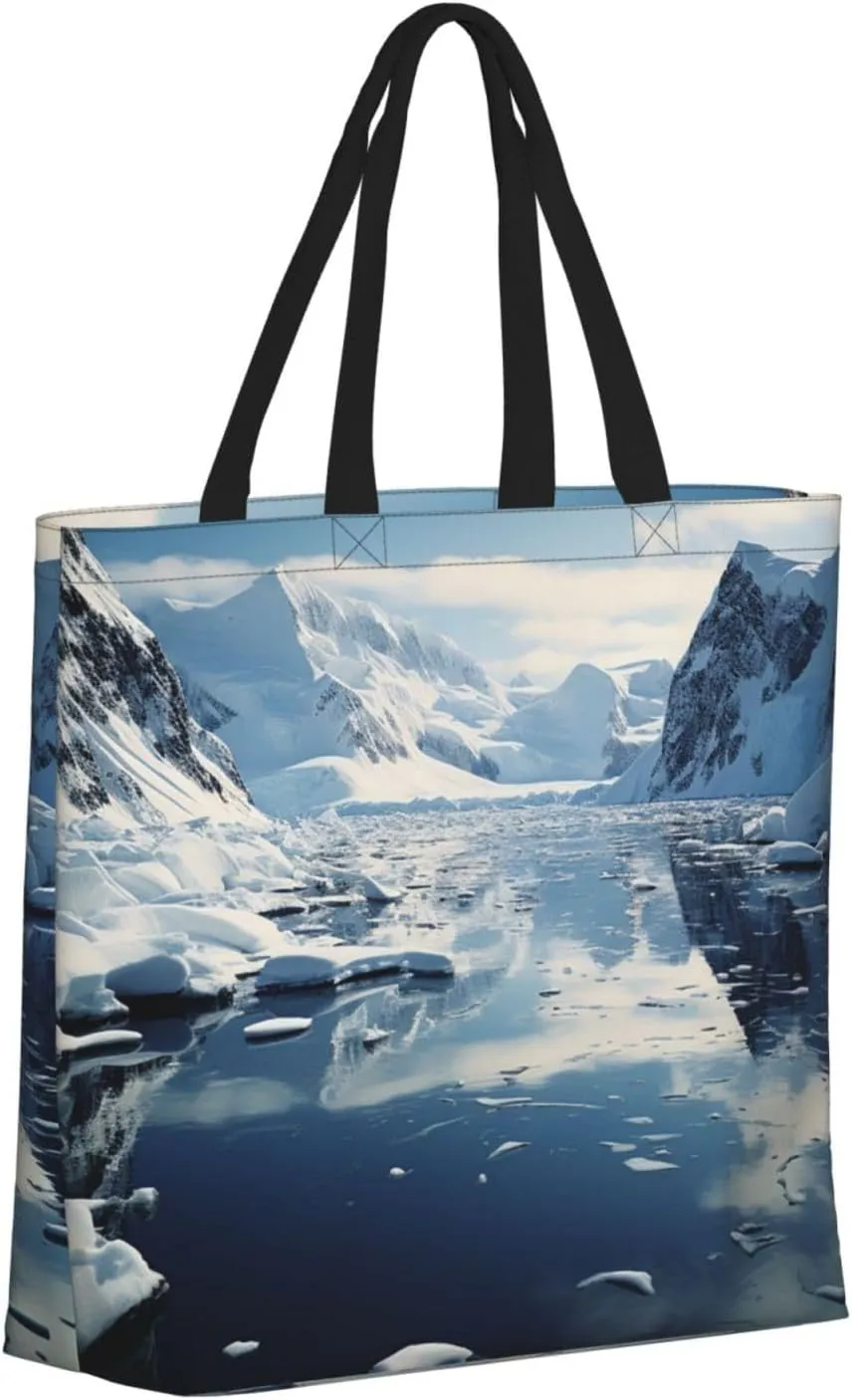 Tote Bag for Women Grocery Bag Reusable Shopping Bag Antarctic Peninsula Handbag Foldable Shoulder Bag