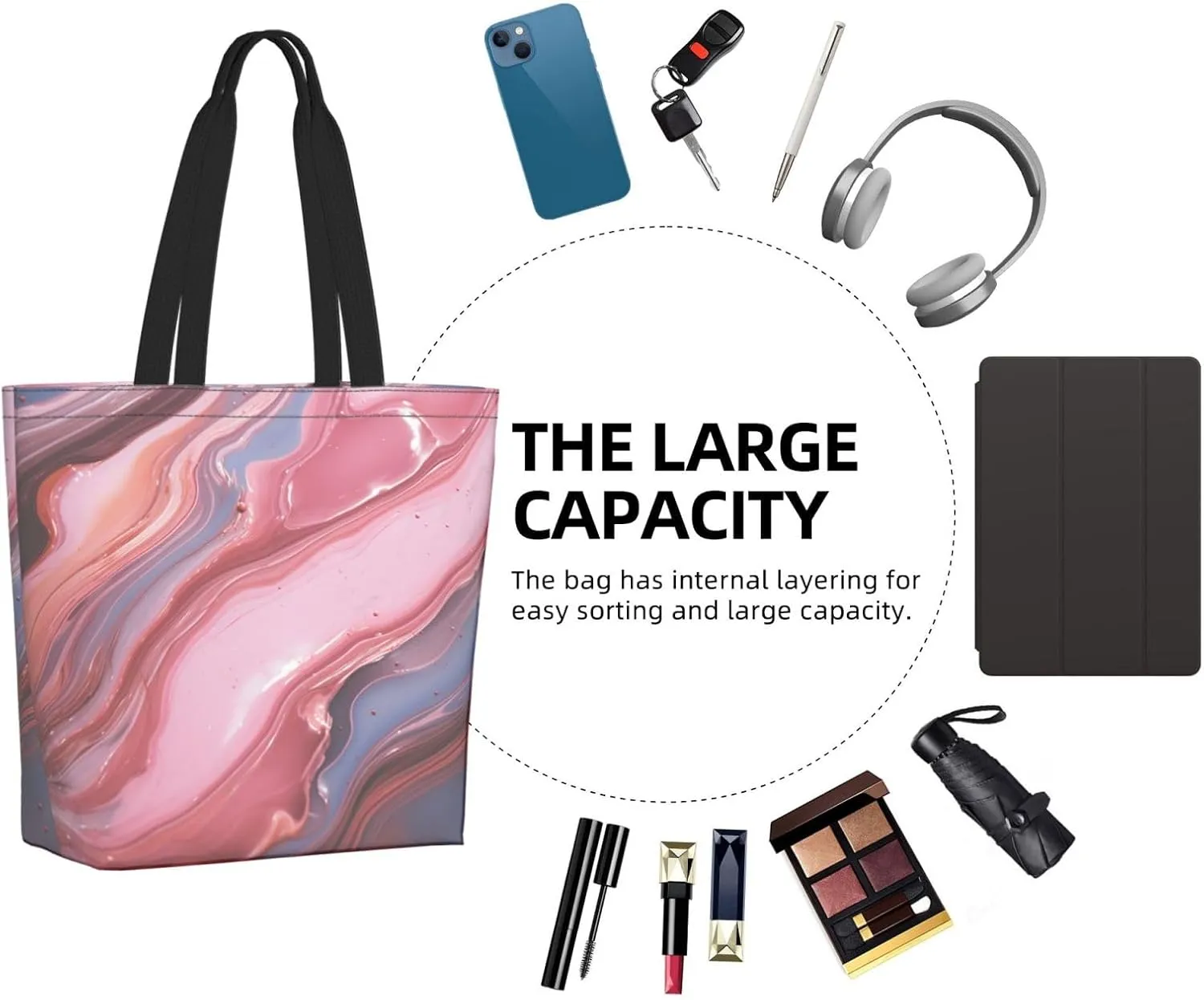 Tote Bag for Women Grocery Bag Reusable Shopping Bag Beautiful Fireworks Handbag Foldable Shoulder Bag